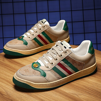 卡古驰(carkoci)复古家脏脏鞋男休闲板鞋秋季透气老花小脏鞋莆田 杏色