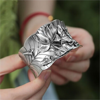 荷花银手镯约64g【图片 价格 品牌 报价】-京东