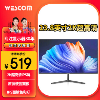 WESCOM 23.8英寸 2K高清   IPS硬屏广视角 高色域  不闪屏 商务办公设计显示器C2413IQY