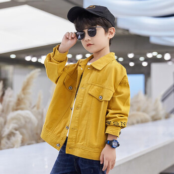 欧曼玫男童牛仔外套14岁男孩衣服春秋季初中生12-15岁男大童上衣秋款
