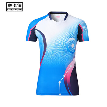 服网球服乒乓球服套装男女运动服可定制训练服1261 蓝白单上衣(女)