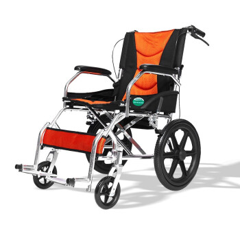 TOUSDA医用老人轮椅手动手推车家用轻便可折叠残疾人代步车便携多功能可洗澡轮椅可水洗带坐便轮椅 橙网16寸后轮