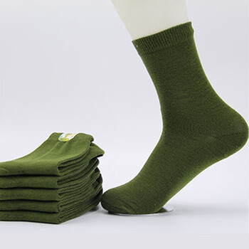隐藏的花军绿夏袜男士耐磨军训长袜工地干活秋冬袜子男中筒结实劳保袜