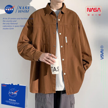 WHIM NASA工装夹克外套男女情侣2023年春季新款户外运动潮牌休闲百搭风衣男 焦糖色 L