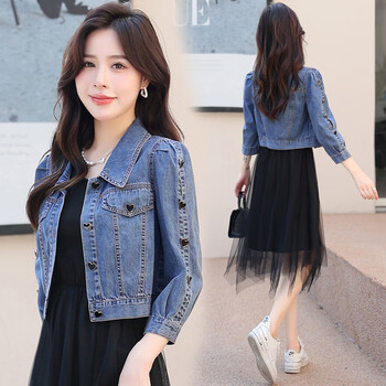 京乾暴搭配连衣裙的外套牛仔短款小个子春季新款百吊带外搭披肩上衣