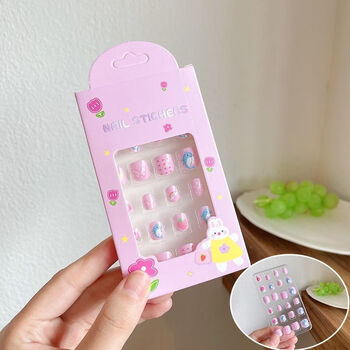 乐加酷儿童女孩指甲贴短可拆卸穿戴甲宝宝公主贴片美甲贴套装卡通 小