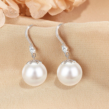 khsks999足银珍珠耳饰耳环女银耳钉2023年新款潮2023耳坠小众感10mm