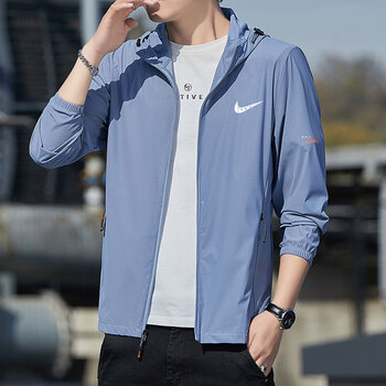 耐克顿2023年夏季韩版新款男款舒适凉爽休闲冰丝防晒衣潮长袖连帽nkd