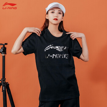 李宁短袖t恤女2021夏季新款国潮圆领宽松半袖轻薄运动服黑ahsr7063s