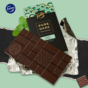 原装芬兰fazer菲泽牛奶黑巧克力白巧克力薄荷味95g