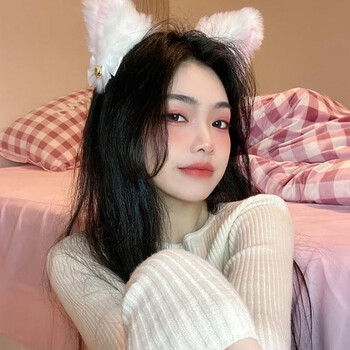 恒境韩国发卡毛绒可爱猫耳朵发箍女网红洗脸狐狸头箍直播拍照表演发饰