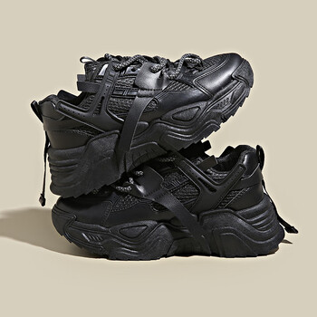 时尚复古老爹鞋女新款春秋季网面透气跑步运动女鞋增高学生鞋黑色36