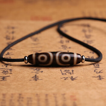 西藏三眼两眼天珠项链吊坠大能同款男女至纯天珠藏式真品饰品 四眼