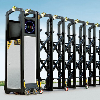 财门电动伸缩门不锈钢伸缩门自动推拉门学校工厂园区遥控电动大门 hg