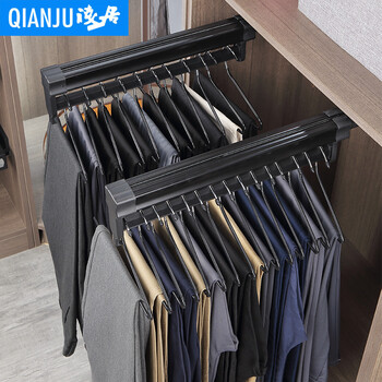 简易安装收纳强浅居裤架衣柜内置抽拉伸缩架顶装裤抽裤挂多功能裤夹挂