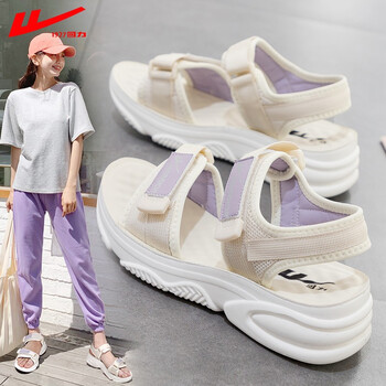 回力凉鞋女款夏季新款网红超火平底女士软底运动沙滩鞋女鞋10900米紫