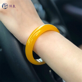 顶盈 新疆天然黄玉髓手镯 黄玛瑙镯子 玉镯a货送妈妈鸡油黄女款 57圈