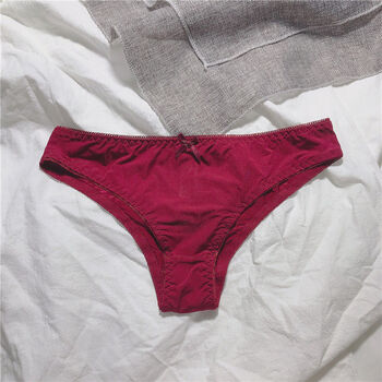 180斤大码纯色内裤舒适透气彩色三角裤低腰性感裤衩欧美内裤女酒红色