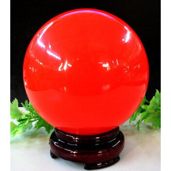 夜明珠 天然冰洲石萤石夜光球夜明珠原石红色发夜光石球家居摆件sn