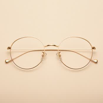 眼镜男电脑护目平面平光镜无度数眼睛潮 金色圆框 一线柯达镜片联系