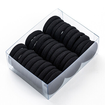 盒装无接缝毛巾高弹力发圈扎头绳黑色皮筋发绳不夹头发黑色发圈小号30