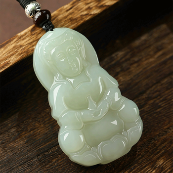 muco天然和田玉观音头吊坠男款女白玉佛牌佛 浅蓝色