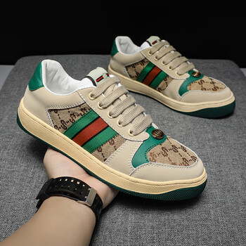 卡古驰鞋子男潮鞋2023年秋冬新款复古做旧脏脏鞋男真皮火酷奇板鞋潮