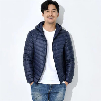 丹斯波盾2022年冬季新款羽绒服男式轻薄款男立领冬装外套加大码男装男式 藏青连帽 XL 第38张