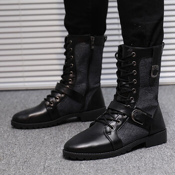 回力 皮靴男作战靴高帮秋冬季男鞋 a2黑色 43