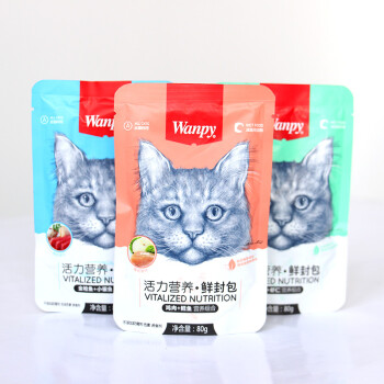 Wanpy顽皮猫罐头妙鲜封包80g*10包三文鱼虾仁猫零食成猫幼猫营养湿粮包 混合口味80g*10包