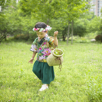 小书童服装小药童演出服儿童汉服古装男女国学服装小和尚衣服 墨绿