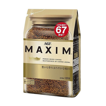 日本原装进口agfmaxim马克西姆速溶无砂糖黑咖啡粉精选135g袋味浓香醇