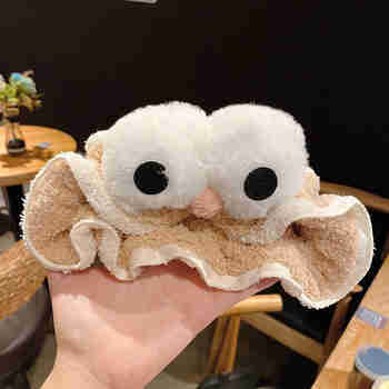 芭根草 网红洗脸发带女发箍头饰敷面膜压发头箍简约可爱束发带头套发卡 可爱眼睛款米咖色