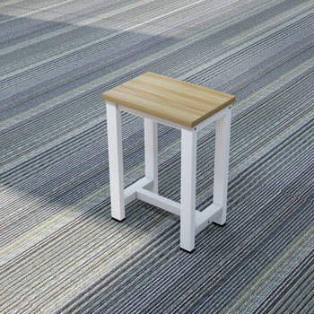 钢木凳子培训课桌凳学生凳子工厂车间操作凳小方凳铁凳子浅胡桃