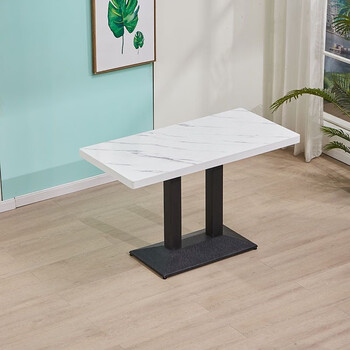 餐厅长方桌餐饮商用咖啡厅桌子 120*60仿白大理石(颗粒板)【图片 价格