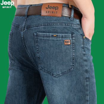 吉普（JEEP）牛仔裤男厚款男装长裤子宽松直筒男士下装休闲牛仔裤子青年男裤 J108蓝色 33码=2尺5