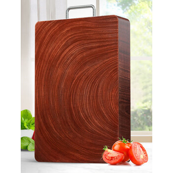 家用抗菌防霉实木菜墩占粘板案板刀板 精品横切黑铁木根【48_32_5】年