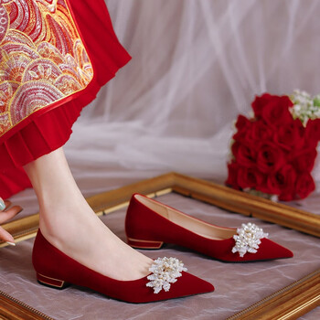 晴裴孕妇可穿水晶平底婚鞋新娘鞋女禾秀婚纱两穿2023年新款白色低跟婚