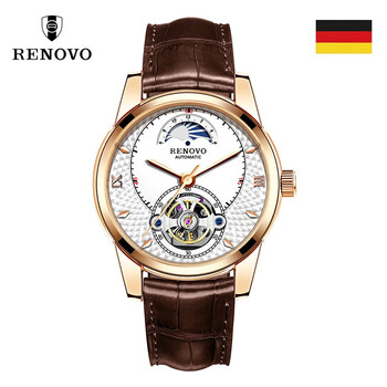 renovo德国品质手表男士商务防水全自动机械陀飞轮日月星辰品牌腕表