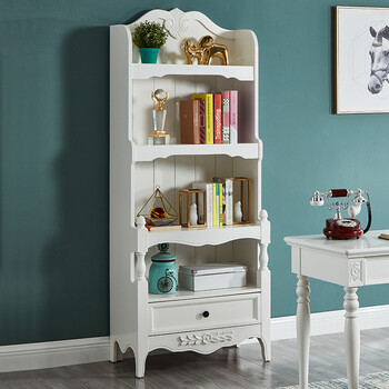 2米胡桃色5门书柜美式全落地客厅书房书架欧式简约无门书橱学生小柜子