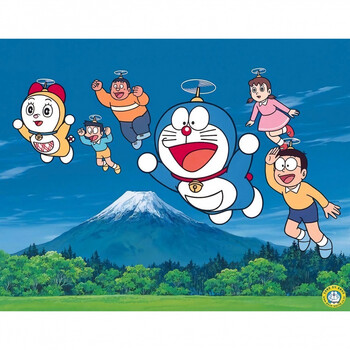 哆啦a梦拼图相框 哆啦a梦木质拼图500片1000片相框动漫太阳花减压玩具