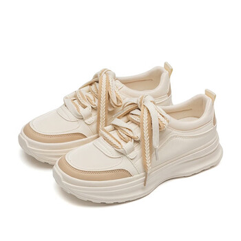 人本renben2023春季运动休闲女鞋透气麦穗鞋带小众设计复古跑鞋潮小白