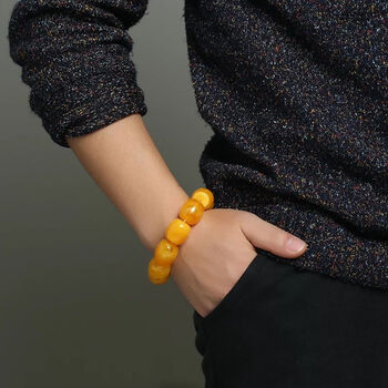 鹿朵蜜蜡手串男士波罗的海琥珀蜜蜡桶珠手串女款原石男女款手链收藏级