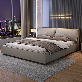 丝涟舒达床架意式极简真皮床双人大床现代主卧落地轻奢大象耳朵床