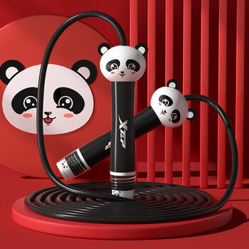 跳绳初学幼儿园专用一年级小学生可调节小孩运动健身绳子 黑色熊猫