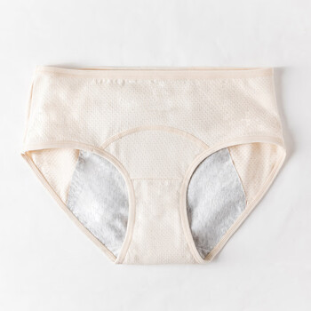生理内裤女士纯棉生理裤大码内裤女批发中腰全棉防漏经期内裤肤色m
