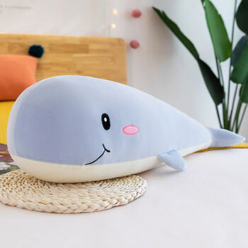 鲸鱼毛绒布可爱睡觉抱枕号床上玩偶生日礼物蓝色110厘米送70厘米同款