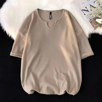 华夫格短袖t恤加肥加大男女300斤设计感小众冰丝薄款oversize上衣