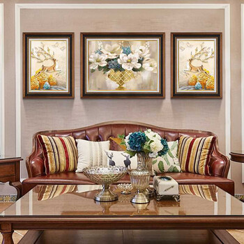 壁画玄关过道走廊餐厅饭厅麋sn0729 古典红棕木框(复式装裱 高透有机