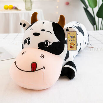 可爱呆萌奶牛抱枕陪伴安抚公仔毛绒玩具趴趴牛玩偶女孩床上长条夹腿陪